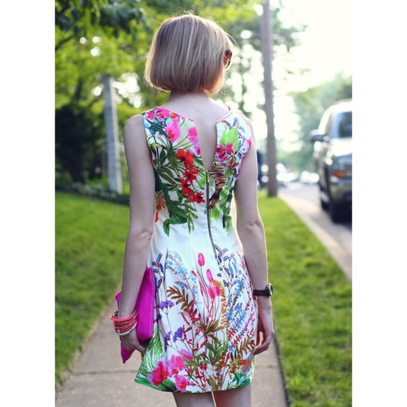 Zara White Cotton Tropical Floral Mini Panel Dress with Back Cutout - Picture 2 of 15